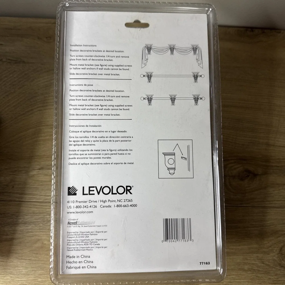 Levolor Decorative Bracket Wood Arch‎ Sconce Window Curtain Column Mahogany Tone